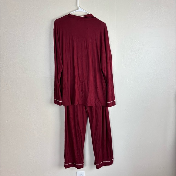 Eberjey Gisele Tencel Modal Long Sleeve Pajama Set Size XXL In Bordeaux Red - Picture 6 of 7